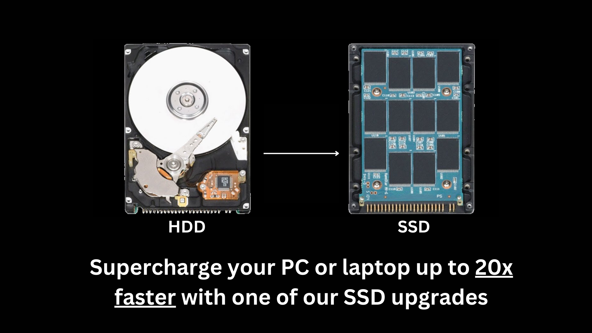 Supercharge your PC or laptop up to twenty times faster with a SSD upgrade today!
